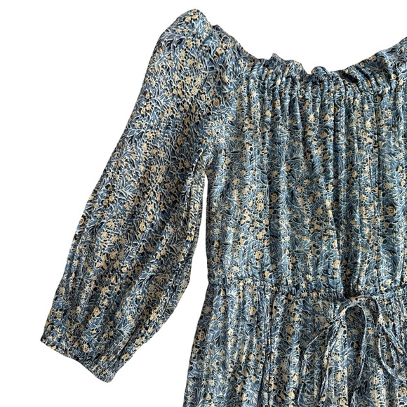 Anthropologie Kira Off-The-Shoulder Peasant Boho Dress Blue Size 4 NWOT - Picture 6 of 14